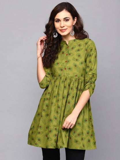 Women's  Green Printed Tunic