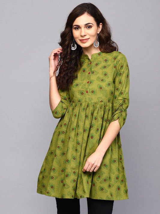 Women's  Green Printed Tunic