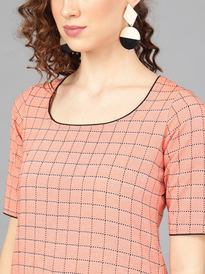 Women's  Peach-Coloured & Beige Printed Kurta with Palazzos