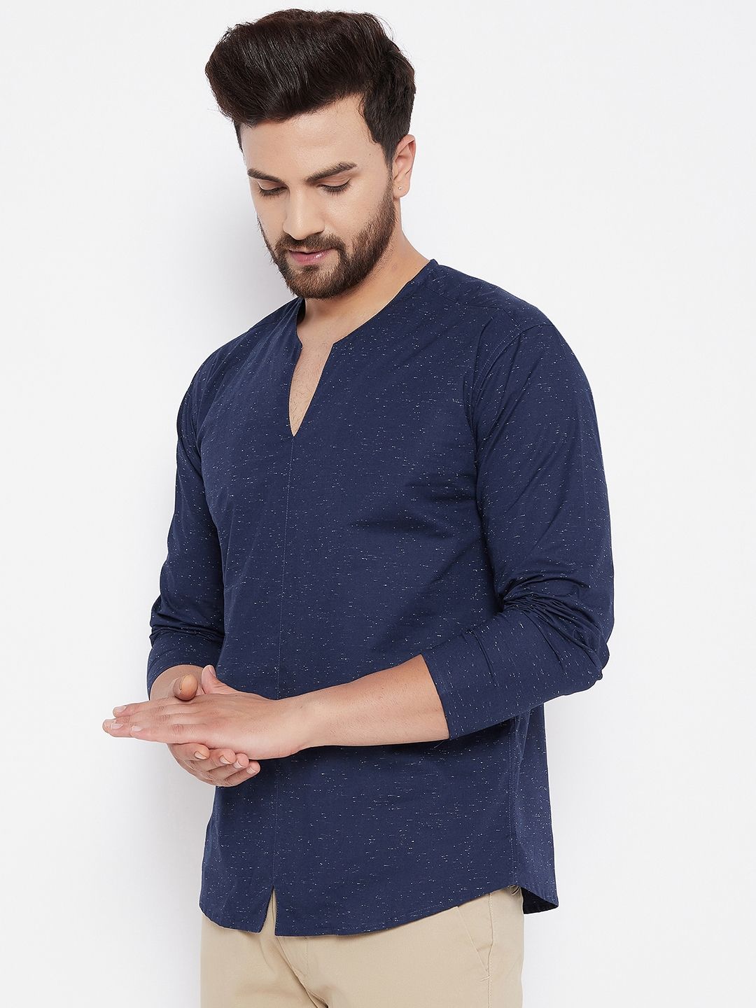 Men's Solid CottonBlue  Kurta