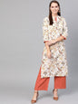 Women's  Off-White & Rust Orange Printed Kurta with Palazzos