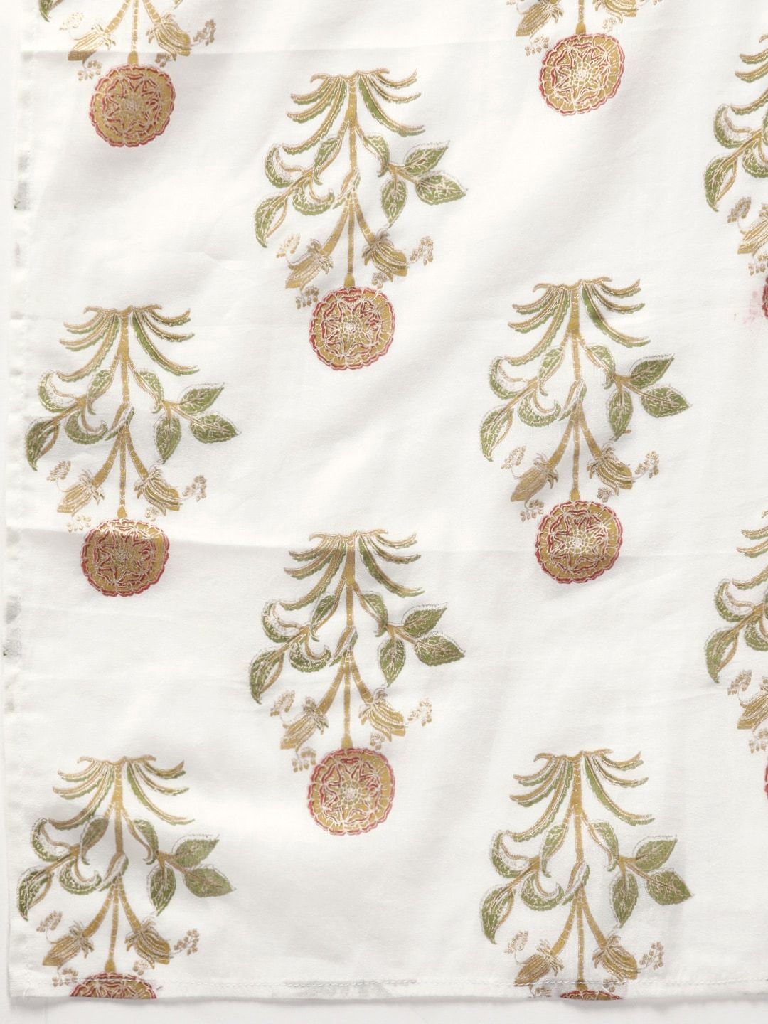 Women's  White & Olive Green Printed Kurta with Sharara