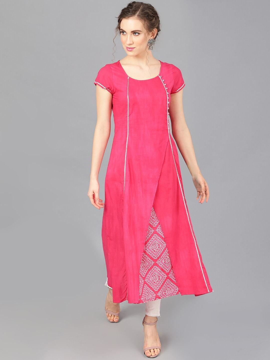 Women's  Magenta Printed A-Line Kurta