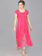 Women's  Magenta Printed A-Line Kurta