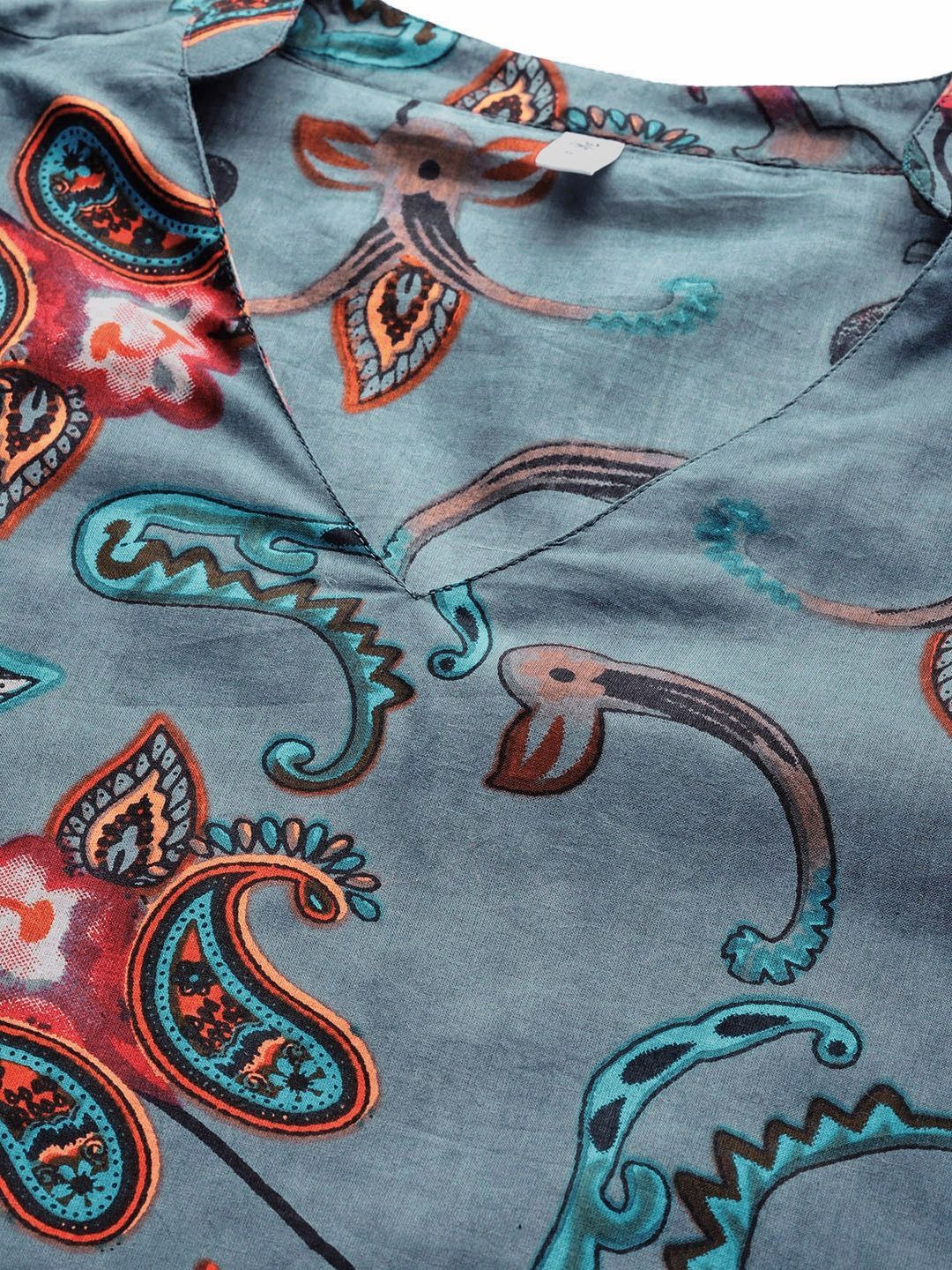 Women's  Blue & Black Printed Kurta with Trousers