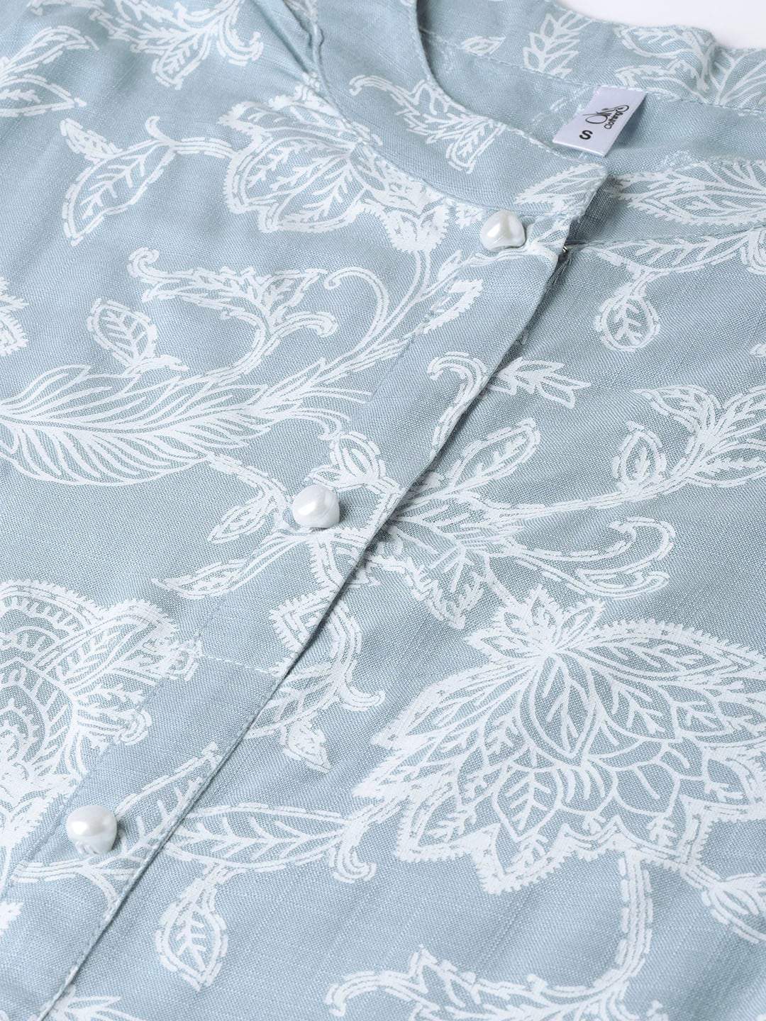 Women's  Blue & White Khari Floral Print Maxi Dress