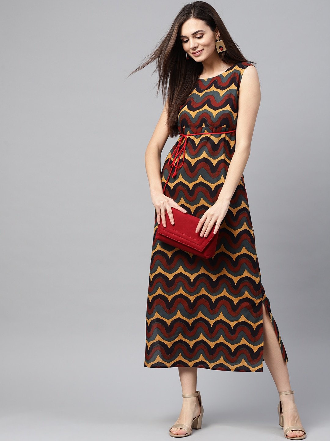 Women's  Multicoloured Printed Maxi Dress