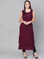 Women's  Burgundy Solid Straight Kurta
