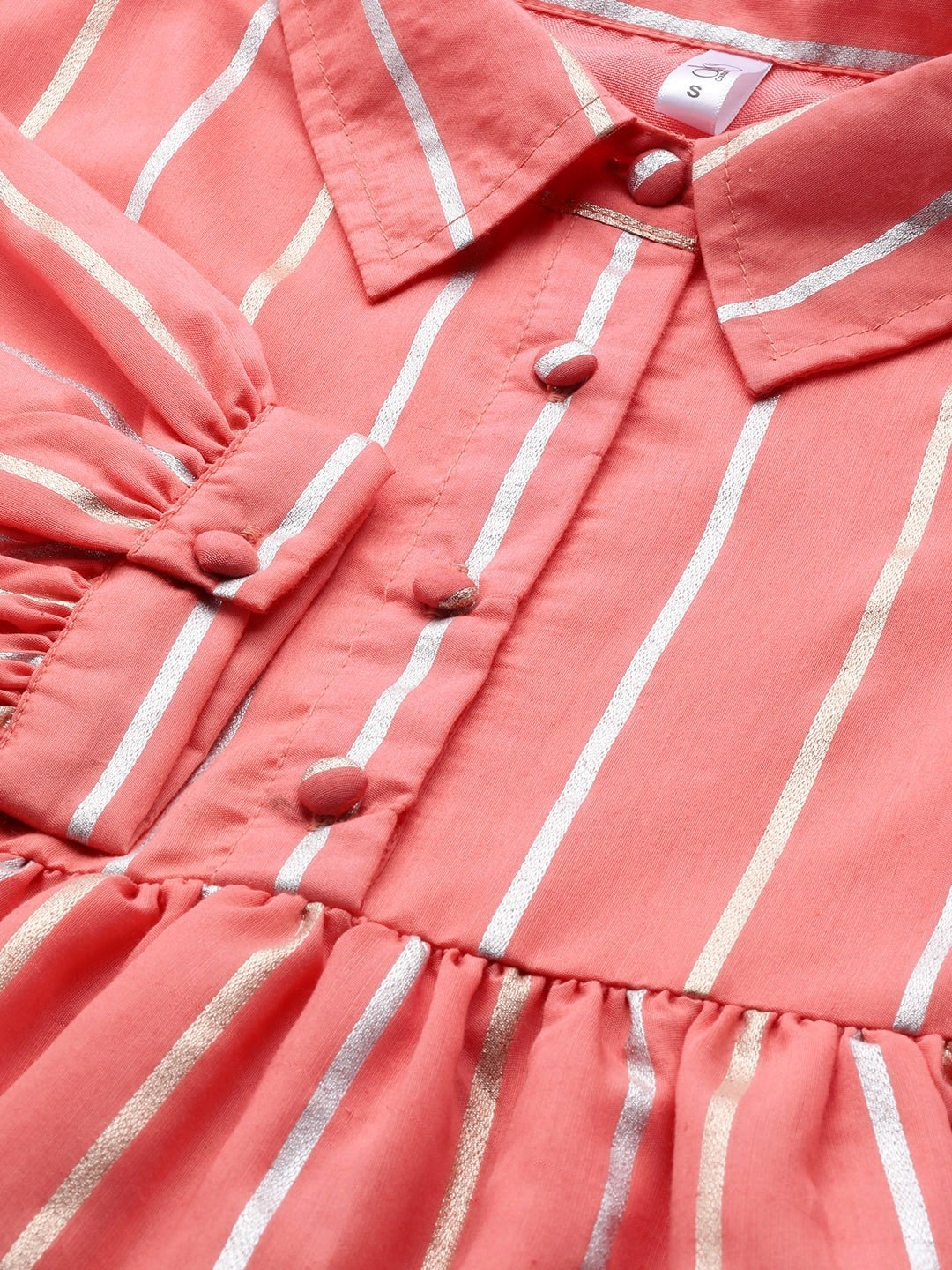 Couture Women's  Peach-Coloured & Silver Striped Tunic