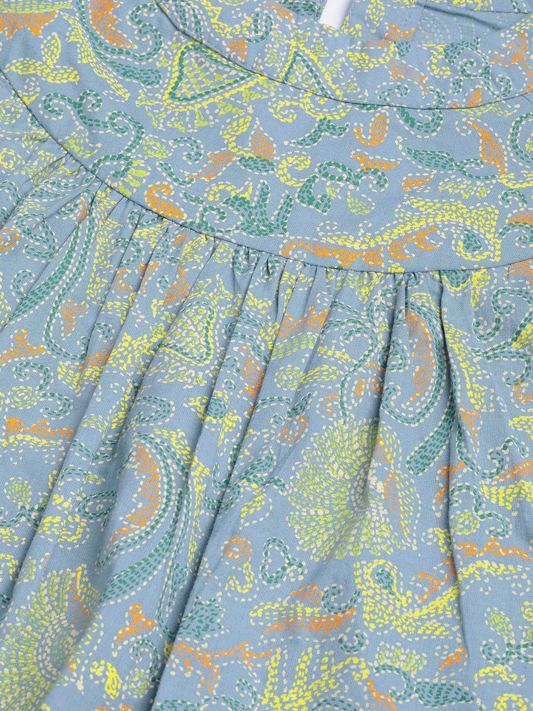 Women's  Blue & Yellow Printed Tunic