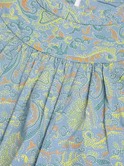 Women's  Blue & Yellow Printed Tunic