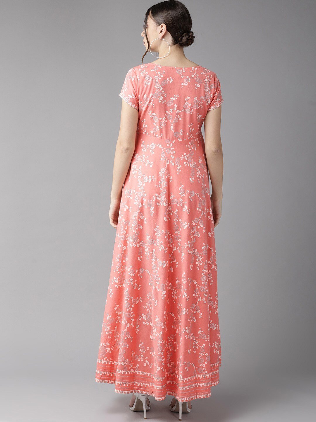 Women's  Pink & Off-White Khari Print Maxi Dress
