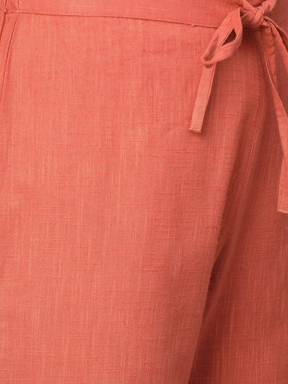 Women's  Off-White & Rust Orange Printed Kurta with Palazzos