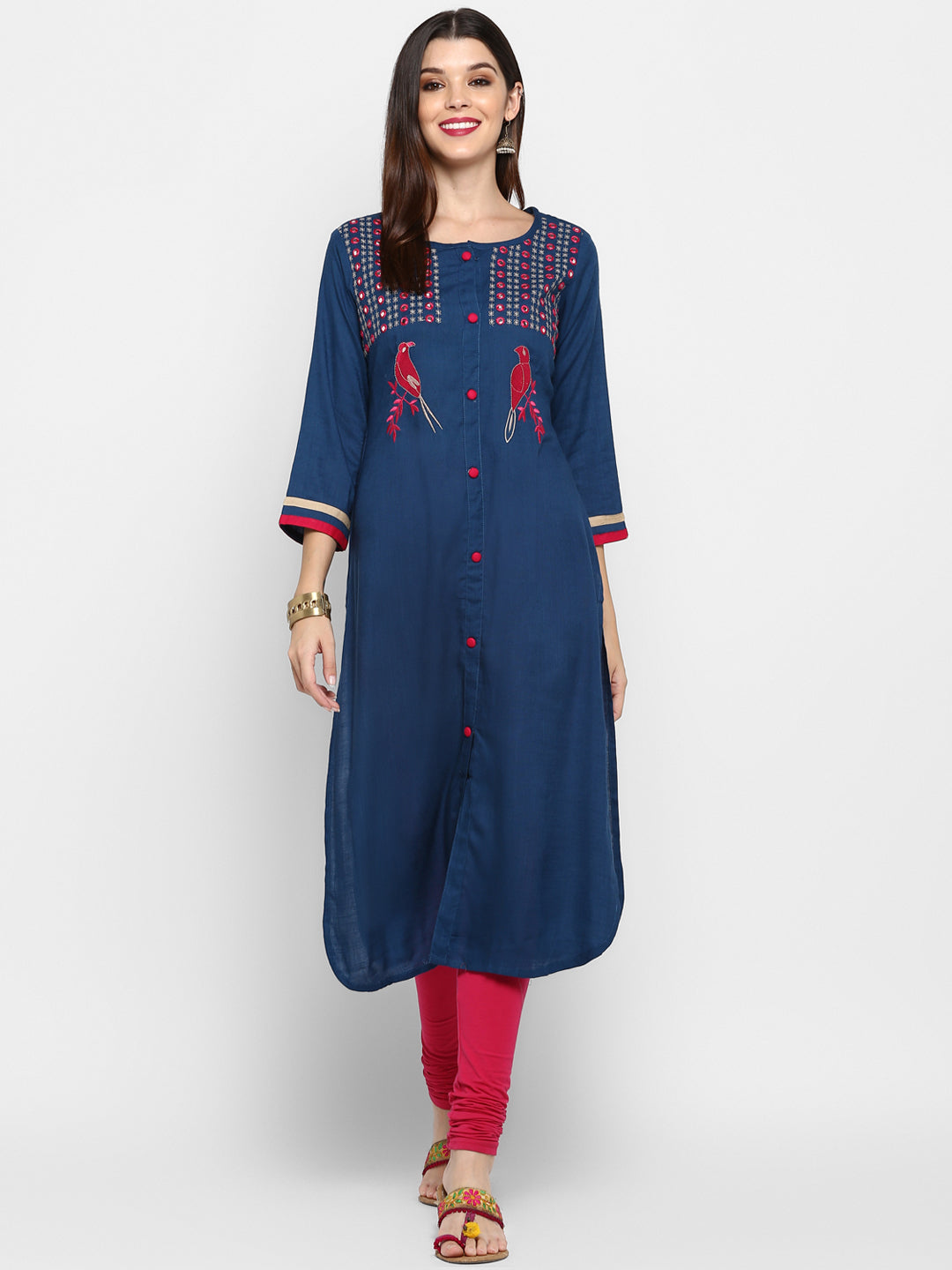 Women's Dark Blue Rayon Kurta By Vbu
