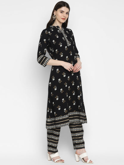 Women's Black A-Line Kurta,Pant & Dupatta Set By Vbuyz- (3