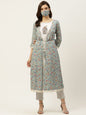 Women's Kurta Pant Set with Printed Jacket