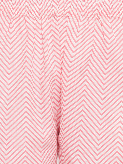 Women's Light Pink Cotton Kurta With Palazzo & Dupatta By Vbuyz (3