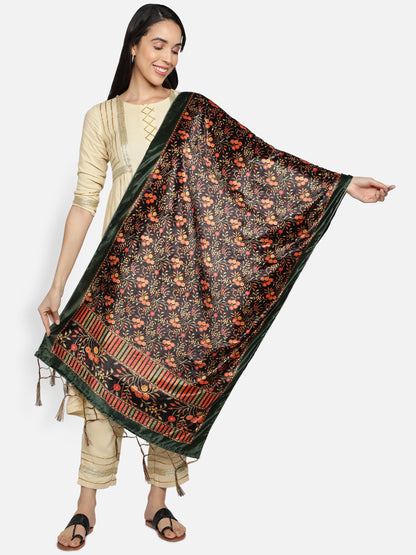 Women's Multicolored Polyster Velvet  Digital Printed Dupatta