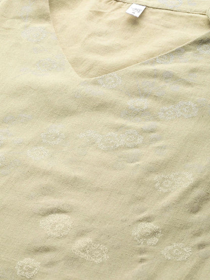 Women's  Beige & White Printed Kurta with Palazzos