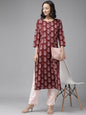 Women's Maroon & Baby Pink Kurta Set