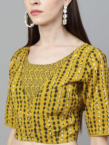 Women's Mustard & Grey Printed Lehenga Choli Se