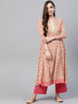 Women's Beige & Peach Printed Kurta