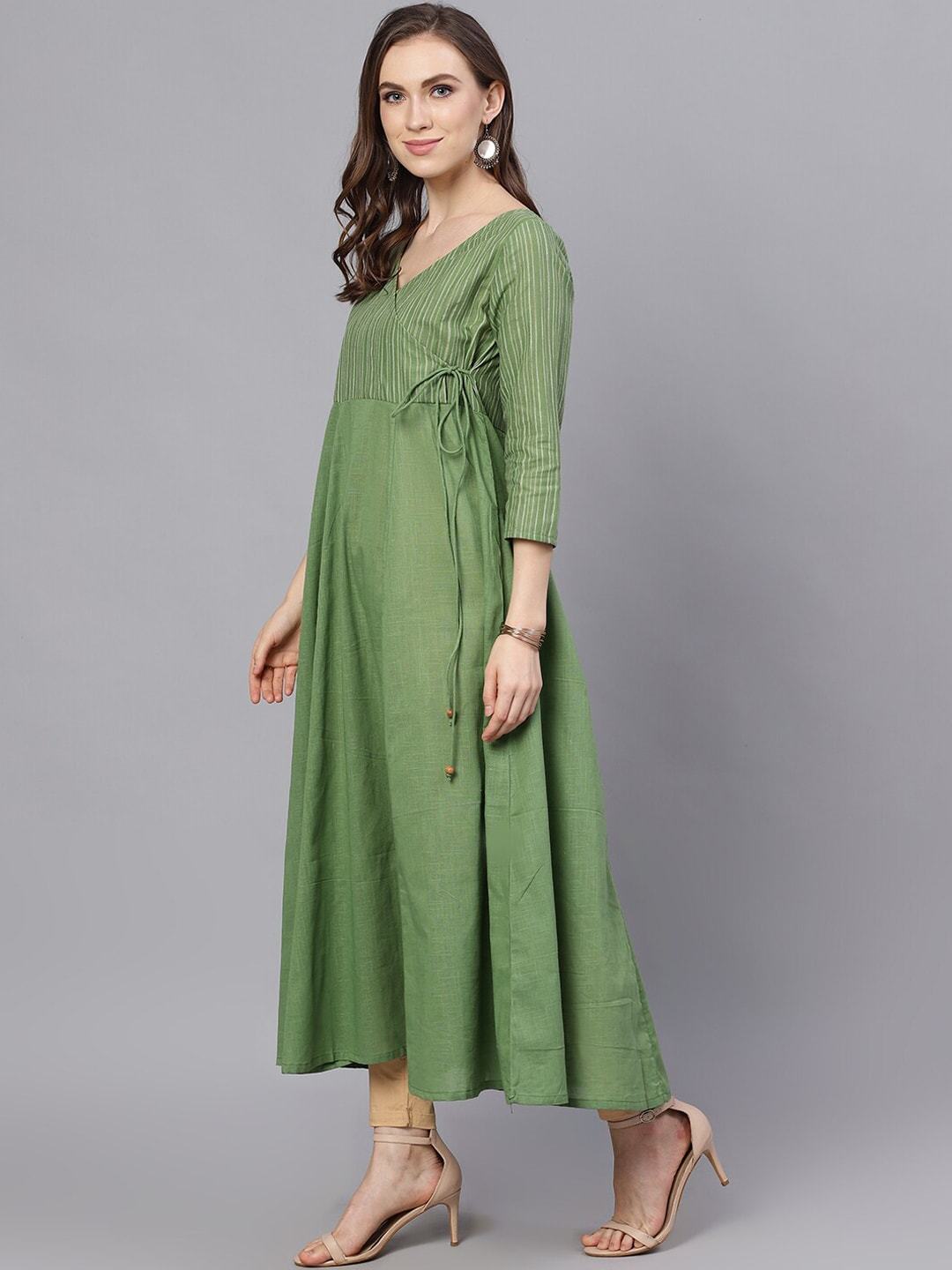 Women's  Green Solid Anarkali Kurta
