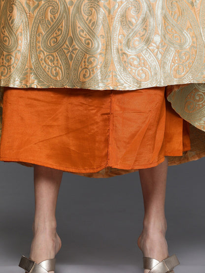 Women's Peach Jacquard Maxi Dress