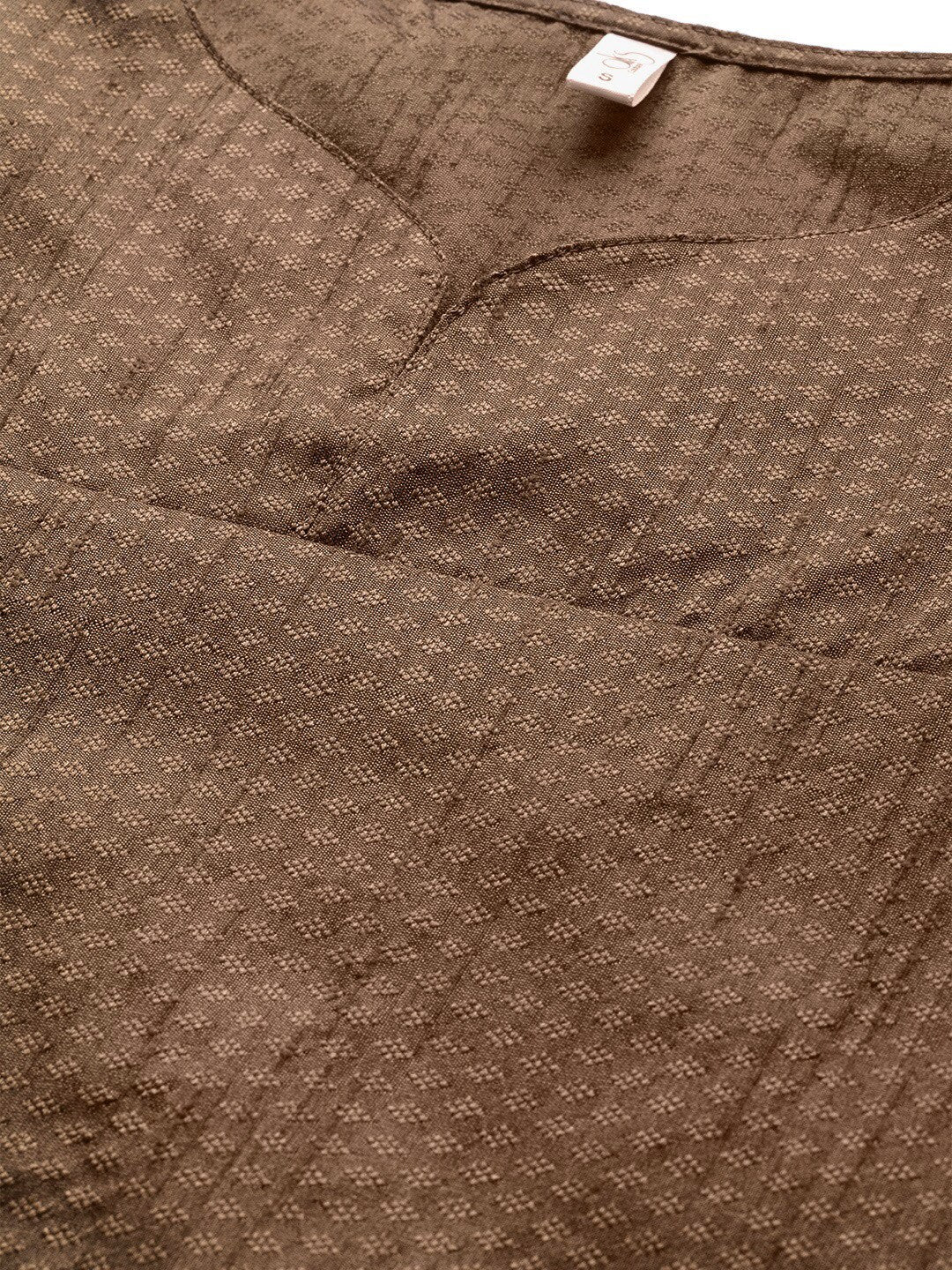 Women's Brown Textured Kurta Palazzo With Dupatta