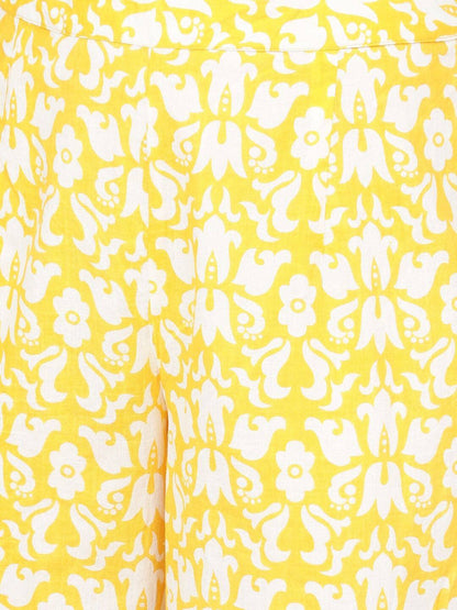 Women's  Grey & Yellow Printed Kurta with Palazzos