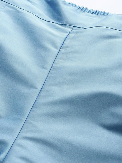 Women's  Blue Solid Kurta with Palazzos & Dupatta