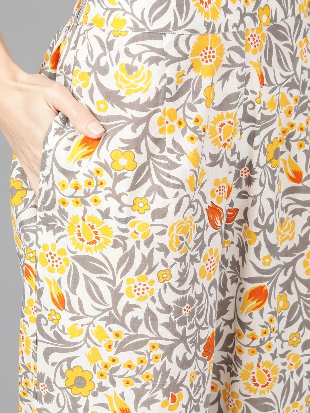 Women's  Yellow & White Printed Kurta with Palazzos