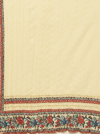 Women's Printed Flared Dress & Dupatta Set with Mask