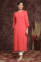 Women's Rayon Slub Embellished Straight Kurta
