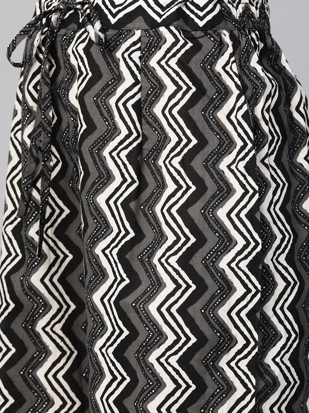 Women's  Black & Charcoal Grey Printed Kurta with Palazzos