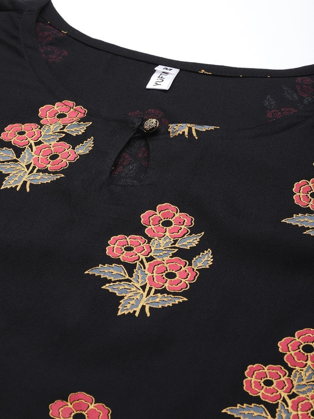 Women's Black & Pink Printed Kurta Set