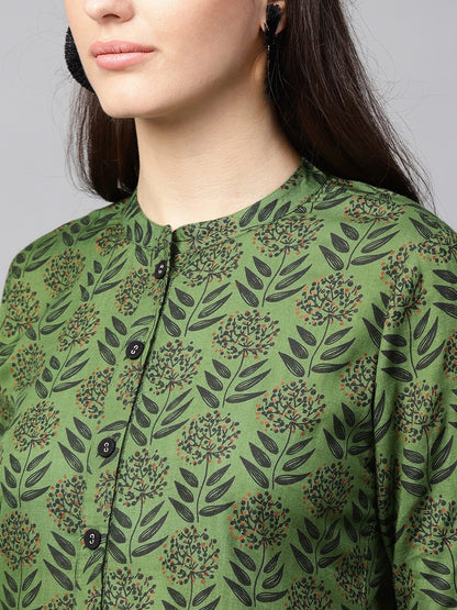 Women's  Green Printed Kurta with Palazzos