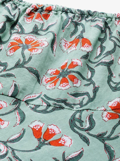Women's  Green & Orange Printed Maxi Dress
