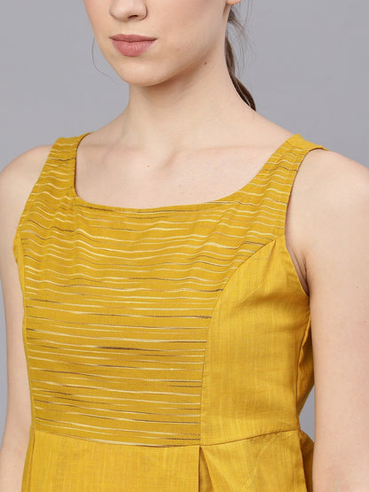 Women's  Mustard Yellow Solid Peplum Top