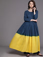 Women's  Navy Blue & Yellow Dyed Anarkali Kurta