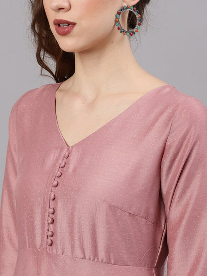 Women's  Pink Solid Kurta with Palazzos