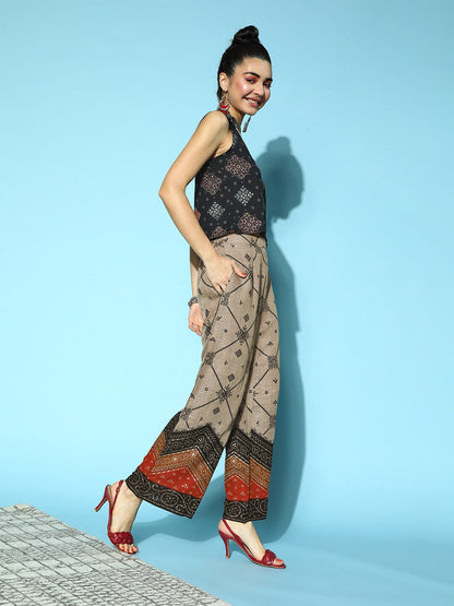 Women's Black Gold Printed Co Ord Set