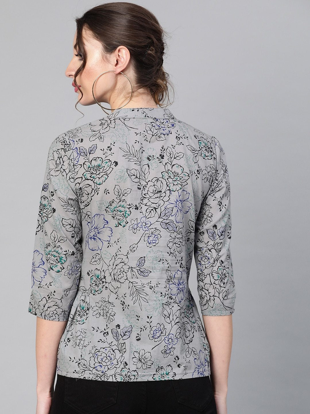 Women's Grey & Black Printed Tunic