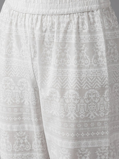 Women's Blue & White A-Line Kurta Set
