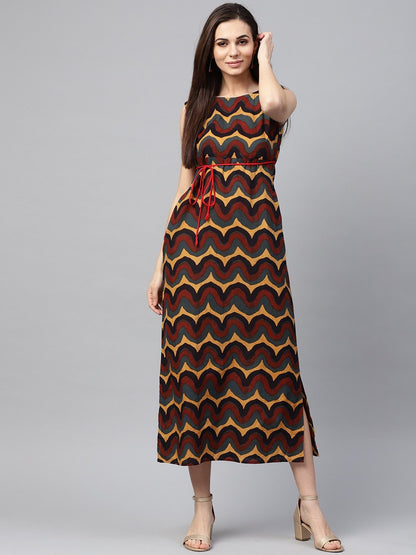 Women's  Multicoloured Printed Maxi Dress