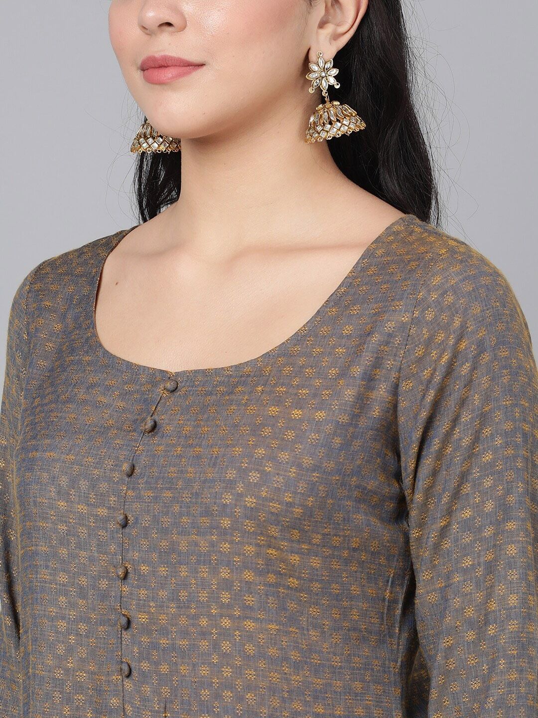 Women's  Brown Self Design Kurta with Palazzos