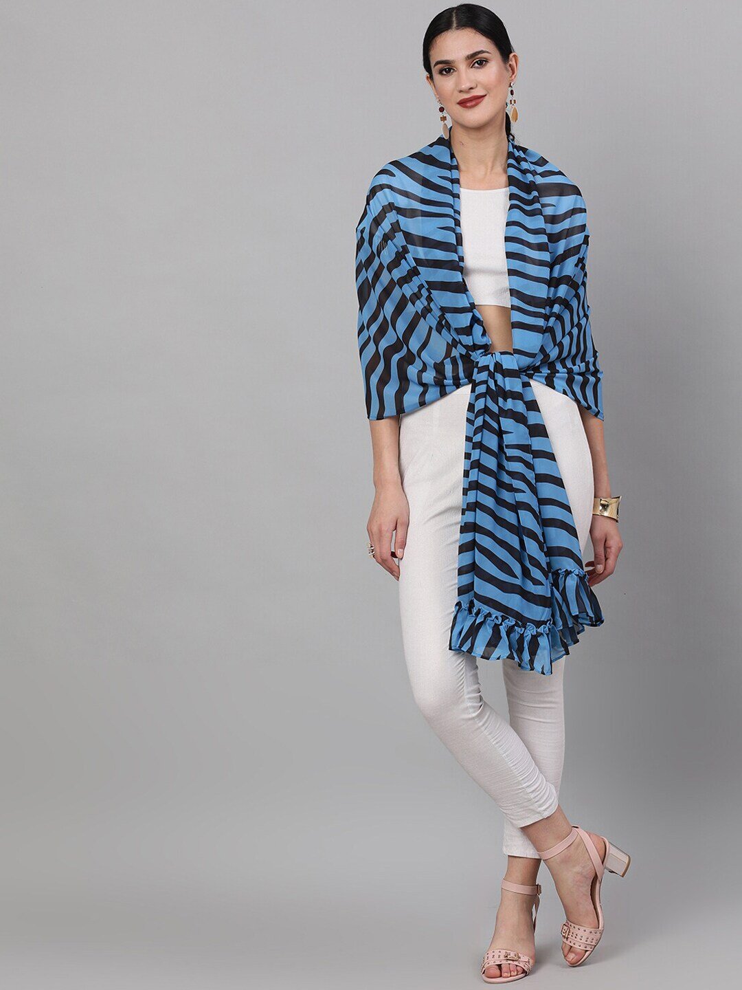 Women's Blue Zebra Print Dupatta