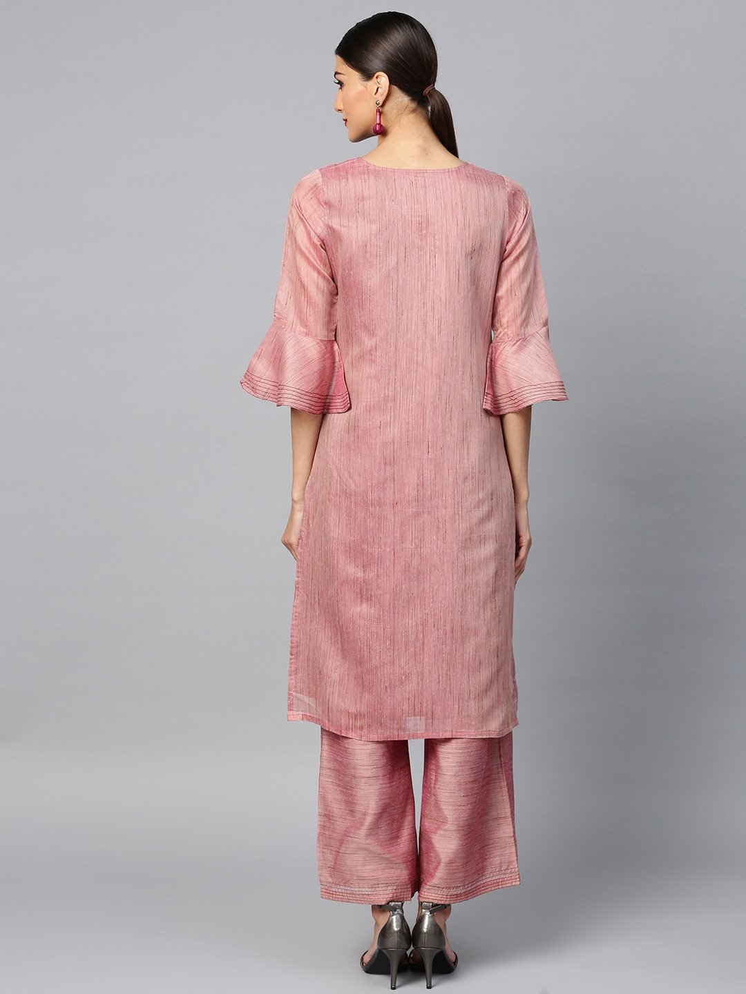 Women's  Mauve Solid Kurta with Palazzos