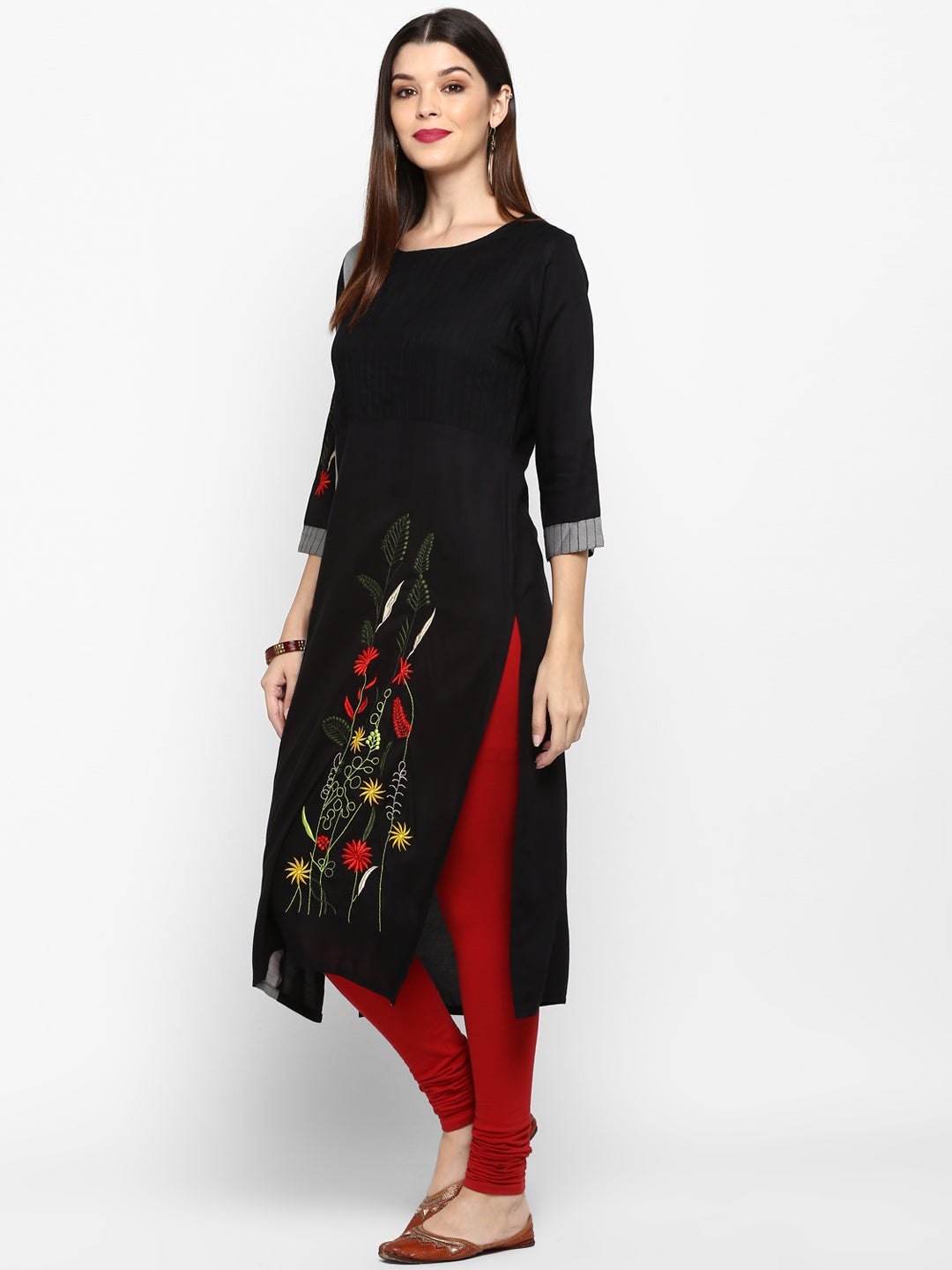 Women's Black Rayon Kurta By Vbu