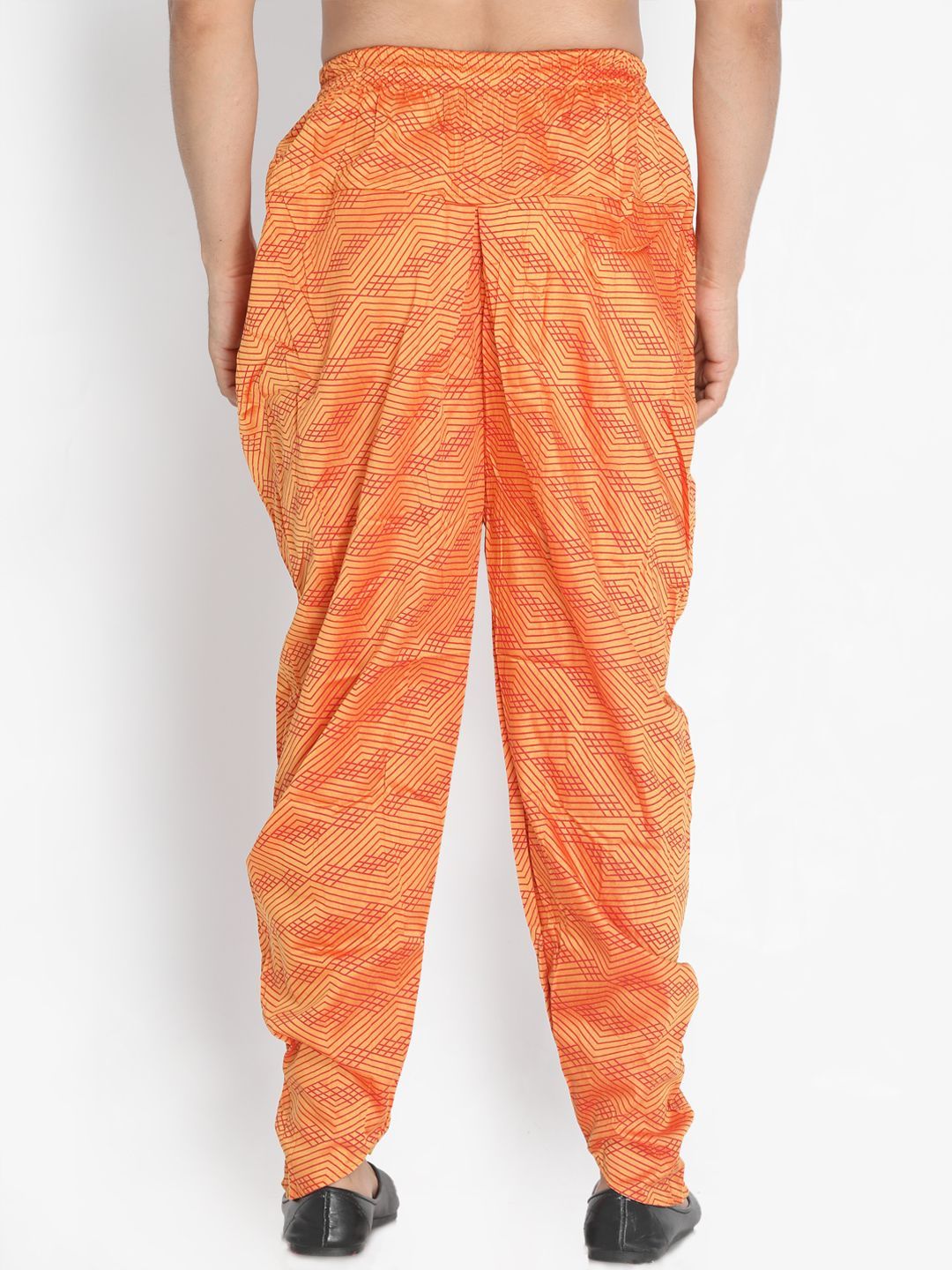 Men's Orange Cotton Silk Blend Dhoti